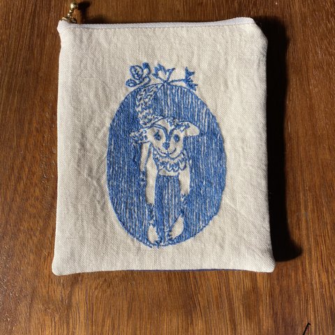 犬刺繍ポーチ