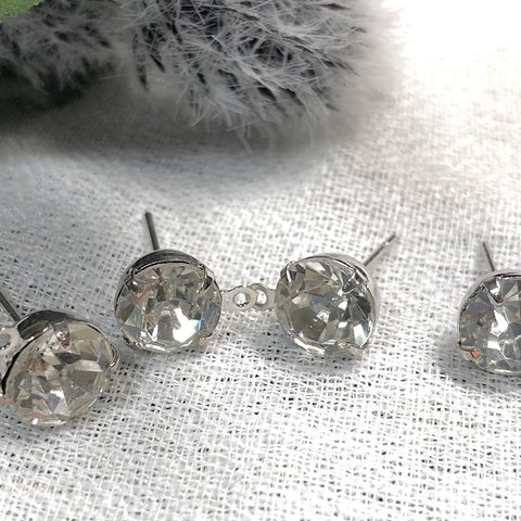 6mm ビジュー ストーン  ポスト付 ピアス パーツ