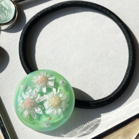 ⭐️レジンフラワーマーブルヘアゴム・ポニーフック🌼［6］パステルカラー夏アクセサリー　 レジン　ポニーフックに変更可能です ハンドメイド レジン