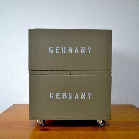 木箱 ミリタリー wood box 2段セット キャスター付 GERMANY