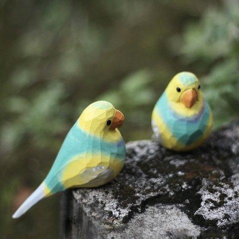 【オカメインコ】鳥好きさんへのプレゼント 置物 木彫り 文鳥 天然木 彫刻 受注制作