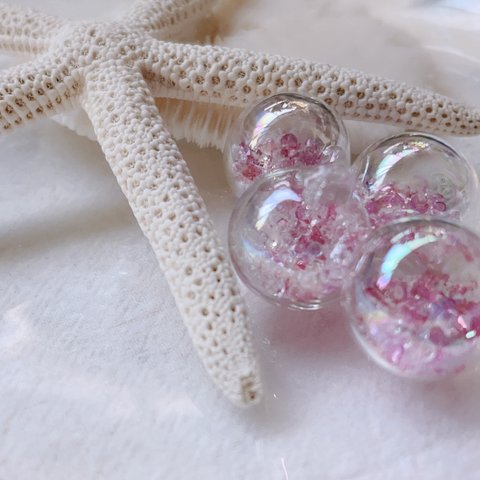 2pcs)2507) クリアガラス/シャボン玉) crystalpink#1BB