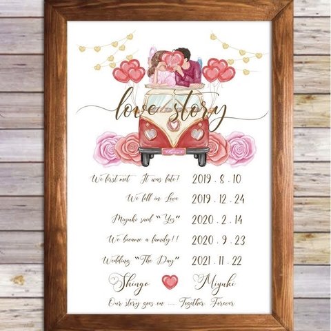 Love Story ラブストーリー 結婚式 ウェルカムボード ウェディング A4(単品)