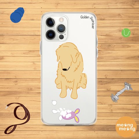 ゴールデンレトリーバー スマホケース【ほぼ全機種対応】クリア 犬 わんこ シンプル