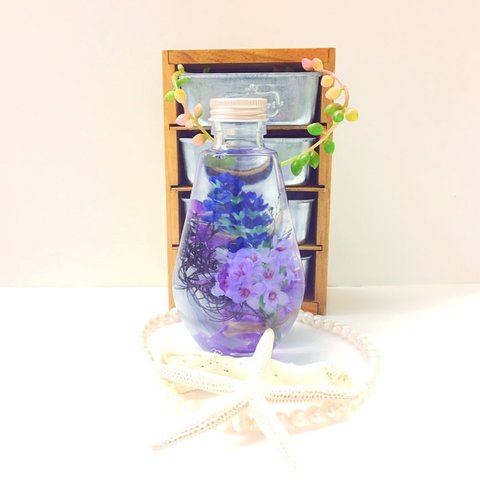  (Herbarium) 麗しのラベンダー紫花ミックスハーバリウム電球型ガラスボトル(pajour)(ギフト)