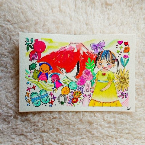 子宝アート原画 赤ちゃん(女の子)と縁を結んでくれる「girl」