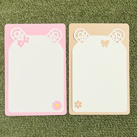 【色選択可】白いうさぎのメッセージカード　2枚セット (装飾パーツ付き)