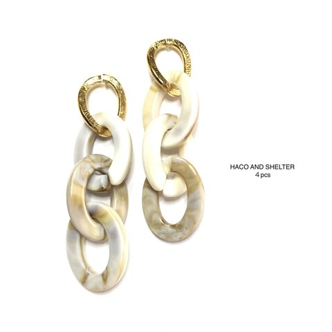 4pcs★chain long linking/ivory（アクリルチャーム）