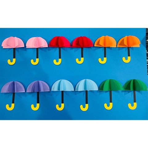 立体 傘 かさ 5月 6月 7月 壁面飾り 保育園 幼稚園 夏 風物詩 飾り