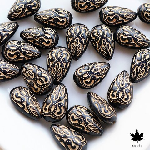 [20pcs] 18x11mm Antique Black Vintage Beads ・アンティーク アクリルビーズ 