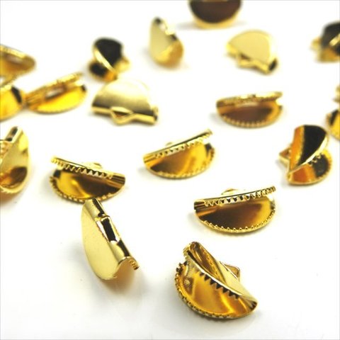 【20個】ワニカン 扇形★13ｍｍ/ゴールド★半円 ワニ口 ワニクリップ 留め具 ワニグチ 紐留め