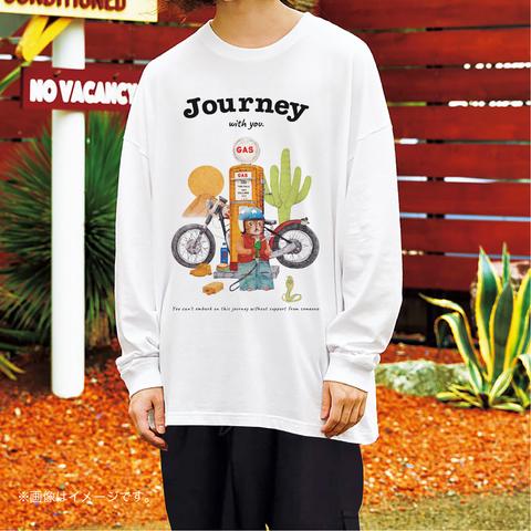 リラックスBIGシルエットTシャツ「Journey with you 砂漠のバイカー」/送料無料