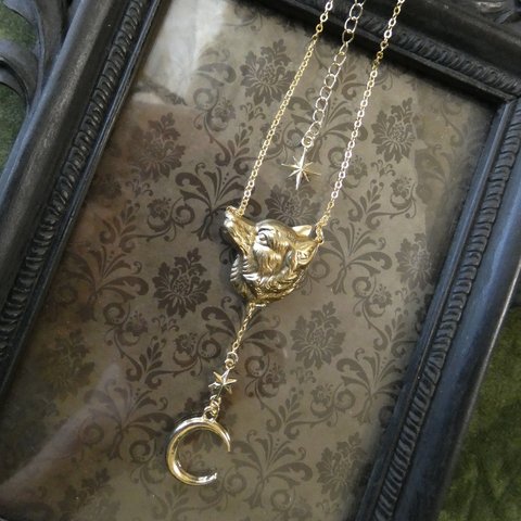 wolf necklace「gold」再