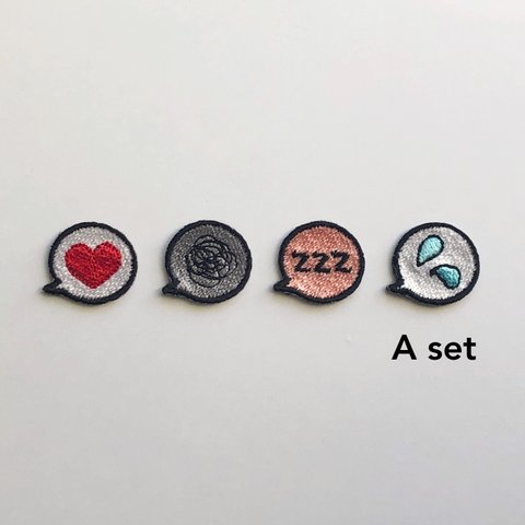 ふきだし絵文字Ａ　刺繍シールorアイロンワッペン