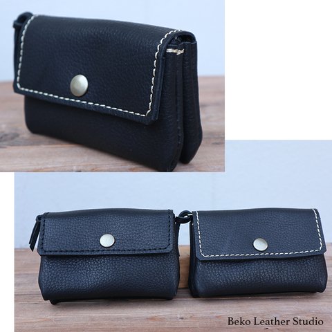かわいい２層の財布/手作り財布/miru-black