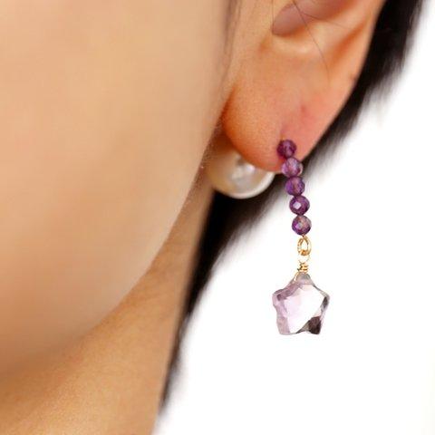 14KGF pinkamethyst　pierce[kgf3668]