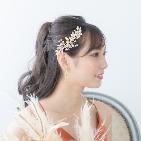 【ha2】ウェディング ヘアアクセサリー ゴールド