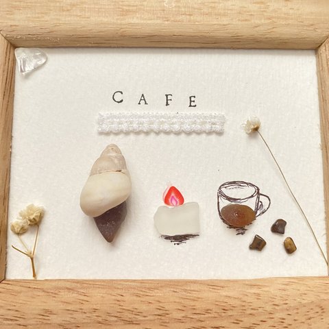 "カフェでほっとひと息"/シーグラス・天然石メッセージアートatelier namii