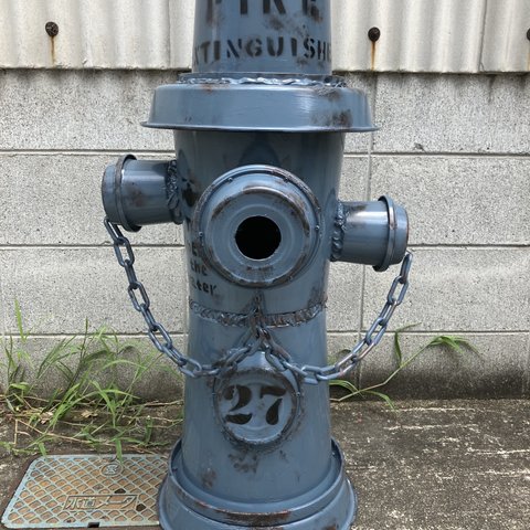 商標登録済み消火栓風立水栓カバーエイジングブルーグレー