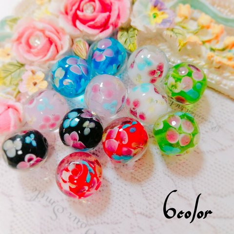 4pお買い得6color花柄ビーズ＊*