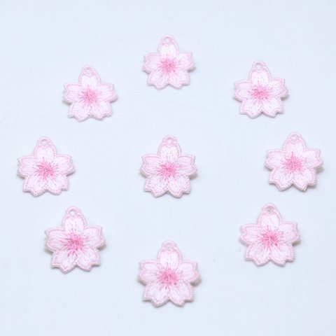 桜 刺しゅうチャーム　アクセサリー用カン穴付き　10枚セット