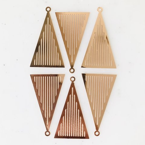 Pink Gold Striped Triangle Pendant Tops