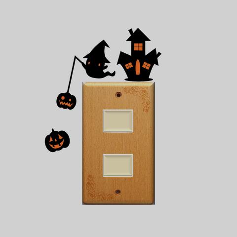 ハロウィンおばけとカボチャのウォールステッカー(オレンジ)