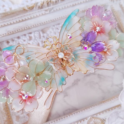 （B）約束の花束と蝶のバレッタ（hair ornaments of  butterfly〜Little promise〜）