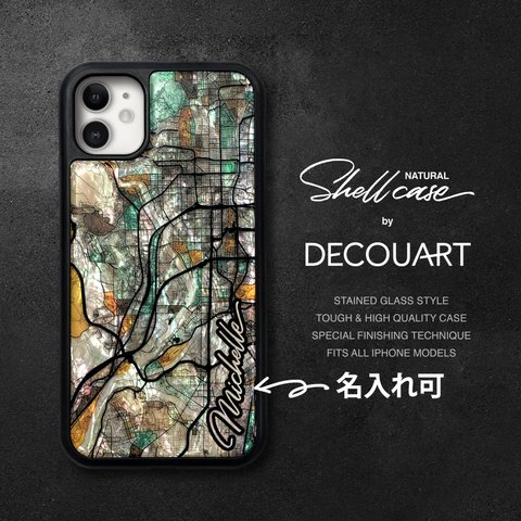 京都地図 iPhone 15 14 13 12 SE3 SE2 天然貝シェル iPhone 全機種対応 ケース フローラルアート ソフト耐衝擊 カバー 024