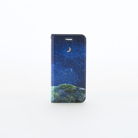 【送料無料】夜空と山と月の、手帳型スマホケース