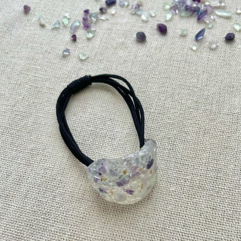 紫陽花のヘアゴム＊フローライト　金沢箔