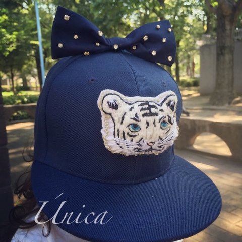 刺繍トラのCap☆［tigatiga／Navy］B-2004N