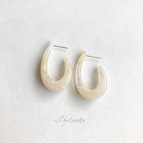 Marble color shizuku hoop pierce(Ivory) 