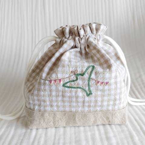 【入園入学グッズ】羽ばたく小鳥 巾着 ~ BIRD BAG ~