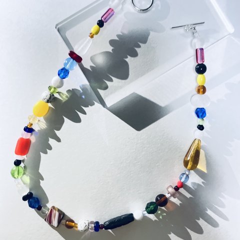 世界にただ一つ　Czech Glass Beads necklace-OOAK- チェコビーズ　チェコガラス　　ネックレス