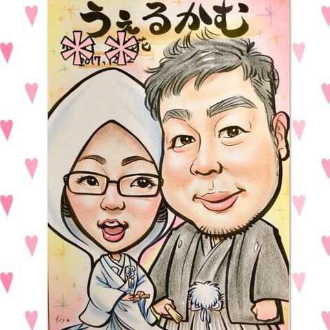  結婚式＊和装もOK＊ウェルカムボード＊似顔絵*