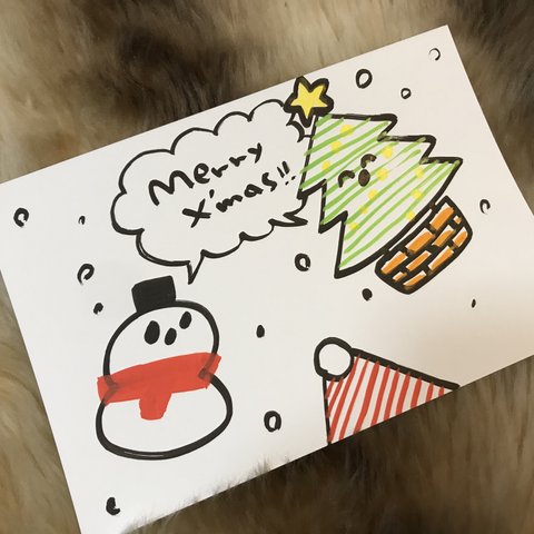 クリスマスカード『🎄と☃️✨』1枚