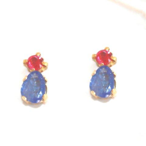 - anohoshi - Tanzanite & Ruby Earrings