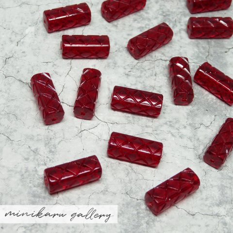 4個入(clear red) vintage tube beads