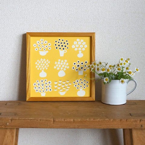 「 flower base（ yellow ）」20cm角ポスター
