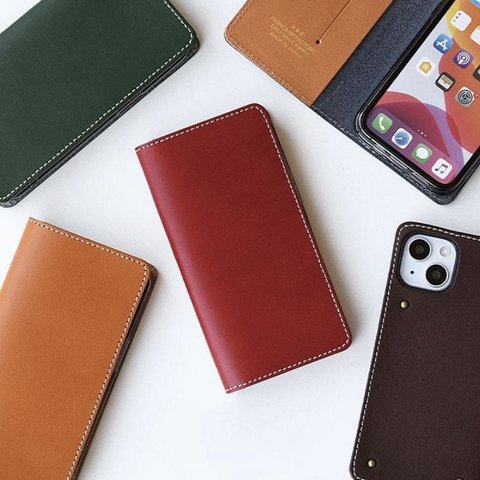 スマホケース 全機種対応 手帳型 本革【ティーポ・留なし・カメラ穴】 手帳型スマホケースレザー  スマホケース本革 アイフォンケース シンプル iPhone15ケース iPhone15pro 