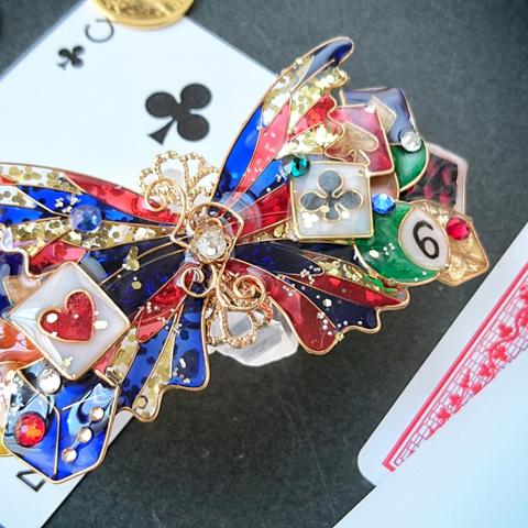 夜遊びの蝶バレッタ〜Good luck to you！〜.（hair ornaments of Casino butterfly 〜Good luck to you！〜）.