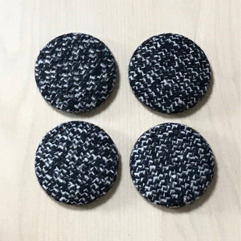 TWEED BLACK WHITE MIX ROUND CABOCHONS