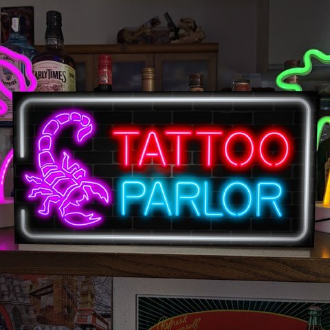 タトゥー TATTOO 入れ墨 刺青 サソリ 蠍 スタジオ 店舗 自宅 テーブル カウンター サイン ランプ 照明 看板 置物 アメリカン雑貨 ライトBOX 電飾看板 電光看板