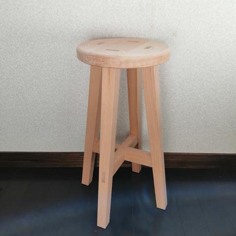 【ほぞ組】木製スツール　高さ52cm　丸椅子　stool 　猫犬