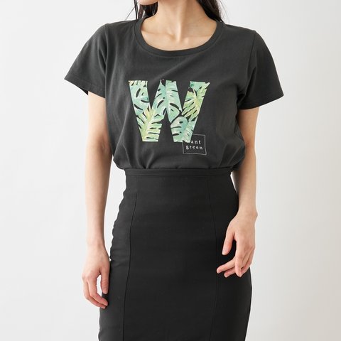 【期間限定SALE】want green プリントTシャツ スモークブラック