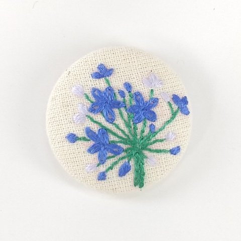 アガパンサス 刺繍 くるみボタン