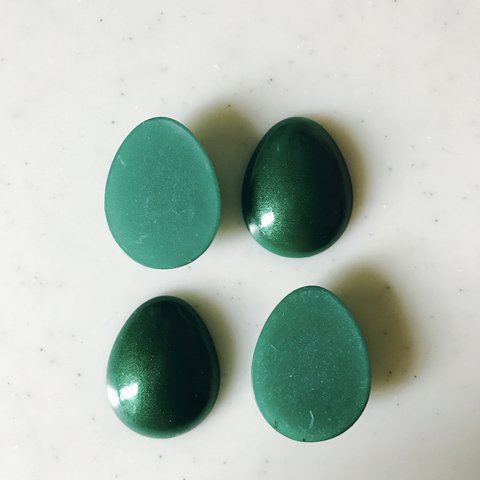 Vintage Metallic Green Drop Cabochons 《5091》