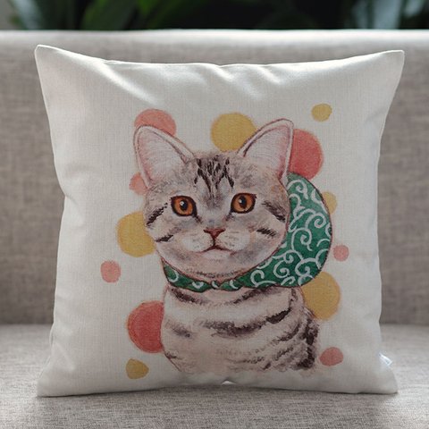 クッションカバー 猫 アメリカンショートヘアー フロシキ jubileecushionai008