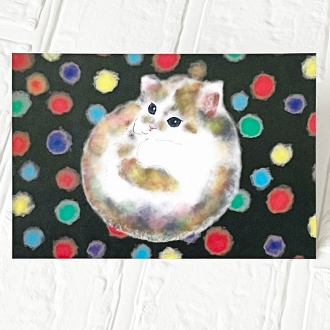 【猫 ポストカード】《5枚》まるまるドット ネコ ポストカード アート オシャレ